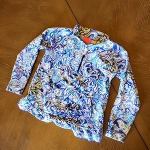 Lilly Pulitzer popover blue girls pullover half zip sweater long sleeve sz 6-7
